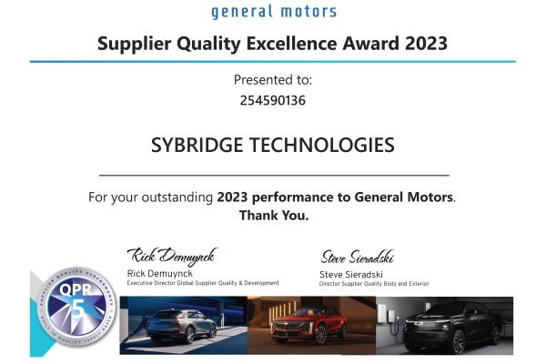 GM 2023 Supplier Quality Excellence Award